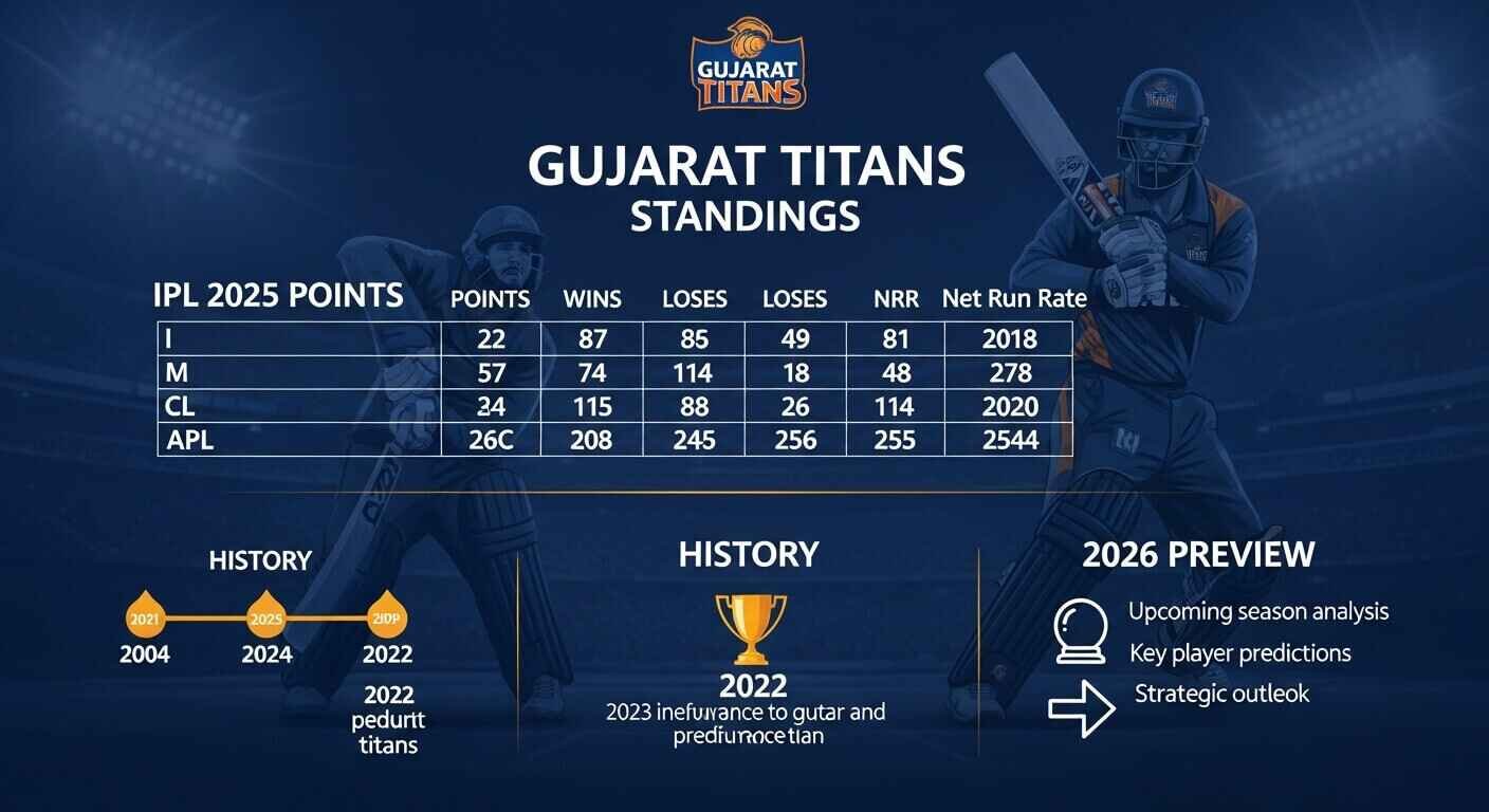 Gujarat Titans Standings: IPL 2025 Points, History & 2026 Preview