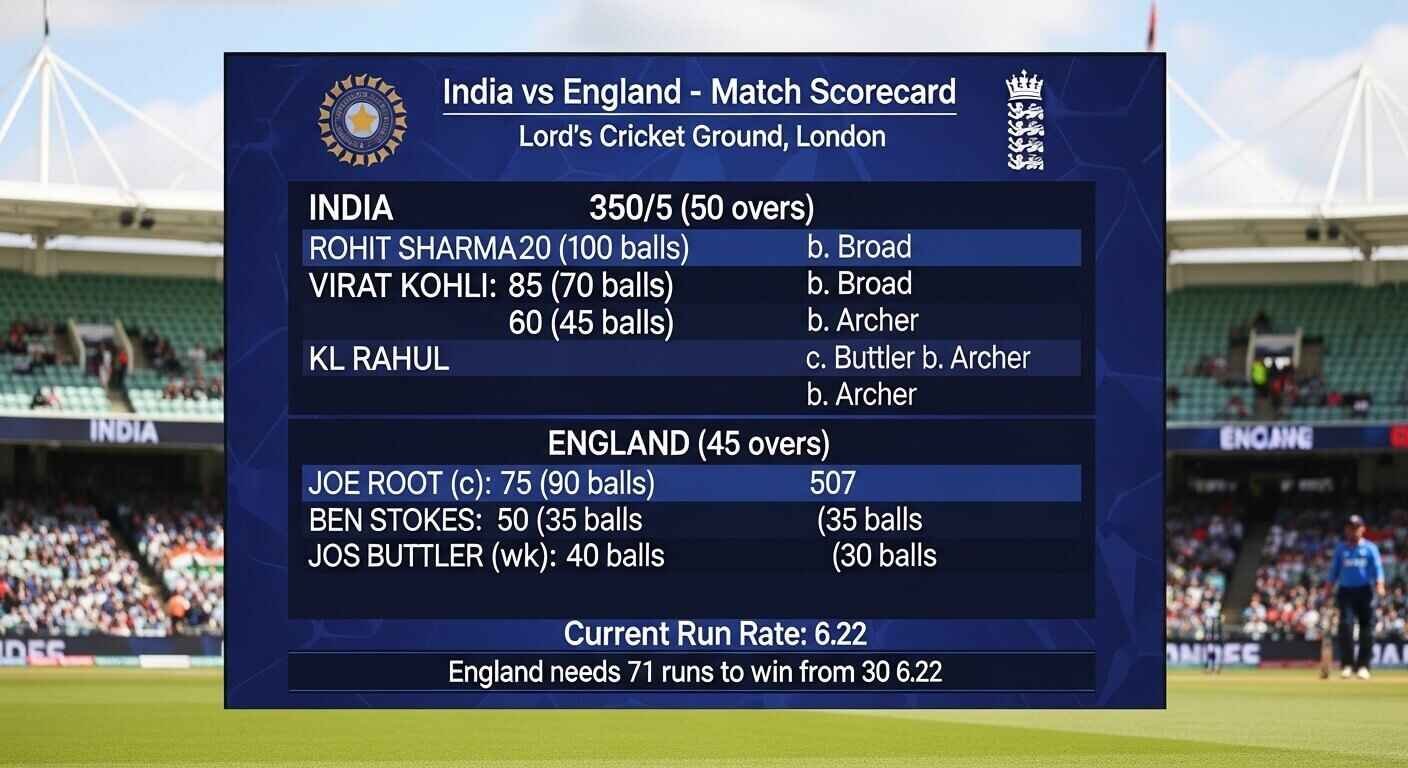 India National Cricket Team vs England Cricket Team Match Scorecard