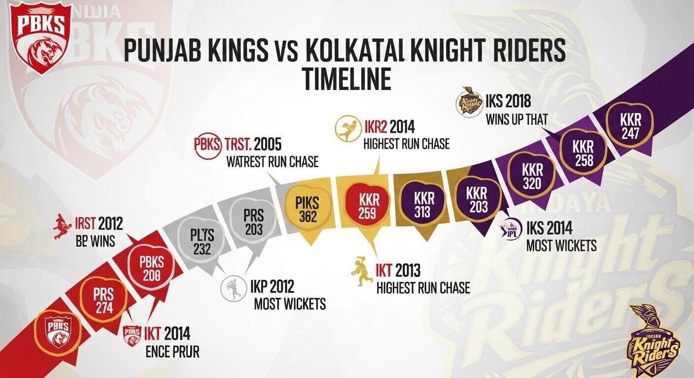 Punjab Kings vs Kolkata Knight Riders Timeline: IPL History & Head-to-Head (2008–2026)